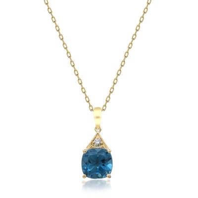 Blue Topaz and Diamond Accent Pendant in 10K Yellow Gold