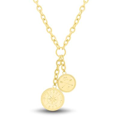 Medallion Charm Necklace in Vermeil, 17"
