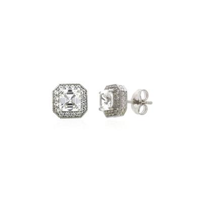 Lab Created White Sapphire Stud Earrings in Sterling Silver