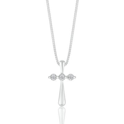 Diamond Accent Cross Pendant in Sterling Silver