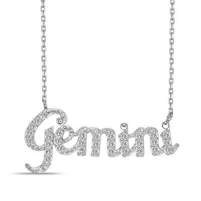 Gemini Lab Created White Sapphire Necklace in Sterling Silver