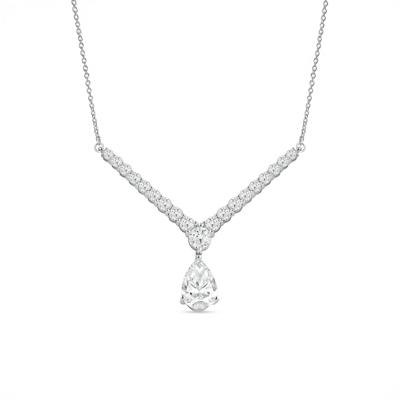 Lab Grown Diamond V-Shape Drop Necklace in 14K White Gold (3 ct. tw.)