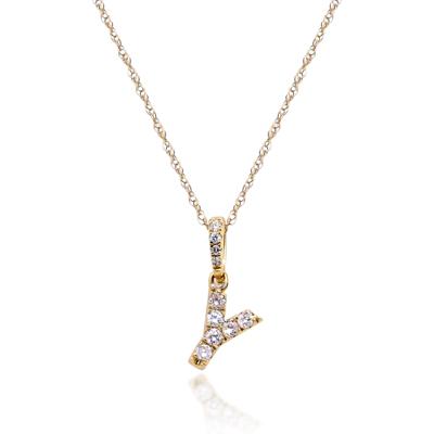 Diamond Y Initial Pendant in 10K Yellow Gold (1/10 ct. tw.)