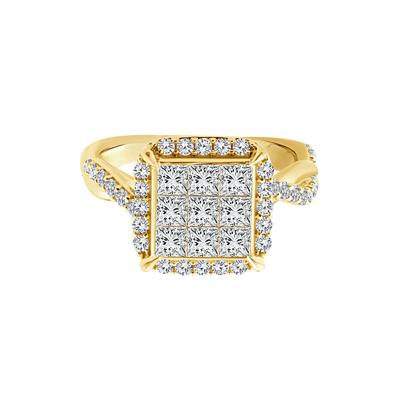Diamond Composite Halo Engagement Ring in 10K Yellow Gold (1 1/3 ct. tw.)