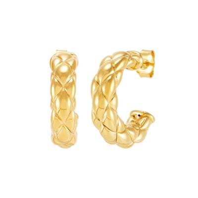 Quilted 3/4-Hoop Earrings in 14K Yellow Gold, 2MM