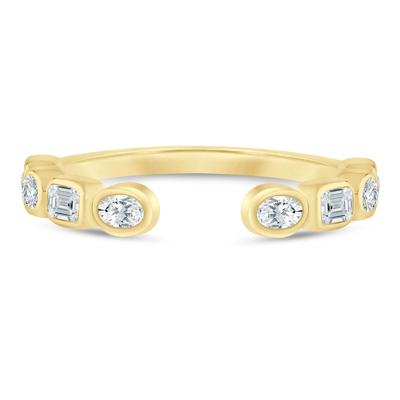 Lab Grown Diamond Emerald and Oval Open Band in 14K Yellow Gold (5/8 ct. tw.)