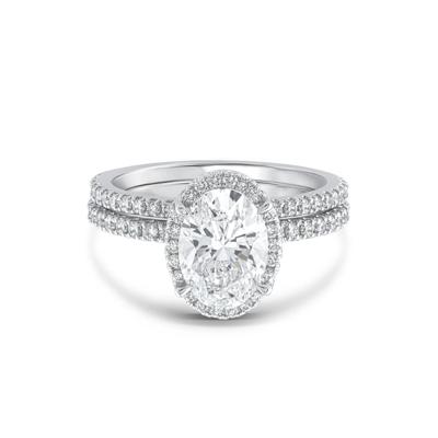 Lab Grown Diamond Oval-Shaped Halo Bridal Set in 14K White Gold (2 3/4 ct. tw.)
