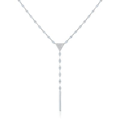 Diamond Mirror Chain Lariat Necklace in Sterling Silver (1/10 ct. tw.)