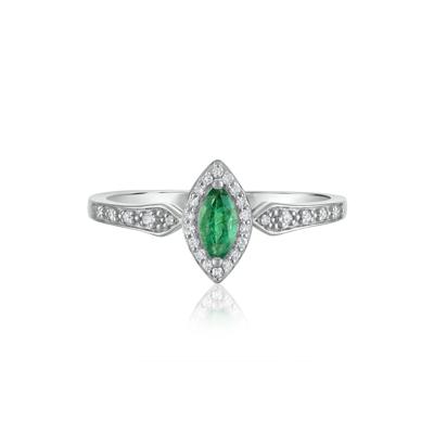 Emerald and Diamond Ring in 14K White Gold (1/10 ct. tw.)