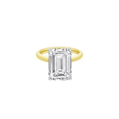 Lab Grown Diamond Emerald-Cut Solitaire Ring in 14K Yellow & White Gold (7 ct.)