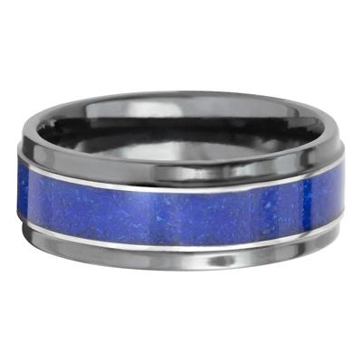 Men's Lapis Inlay Band in Black Zirconium, 8MM