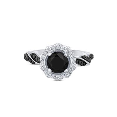 Black & White Diamond Halo Engagement Ring 14K Gold (1 5/8 ct. tw.)
