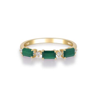 Emerald and Diamond Accent Ring in 10K Yellow Gold