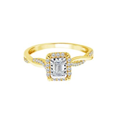 Lab Grown Diamond Emerald-Cut Twist Shank Promise Ring in 10K Yellow Gold (1/2 ct. tw.)