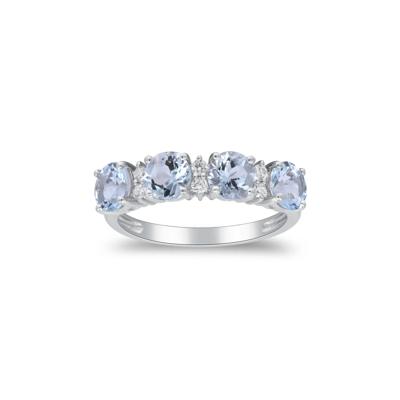 Aquamarine & Diamond Ring in 10K White Gold (1/10 ct. tw.)