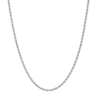 Glitter Rope Chain Necklace in 14K White Gold, 1.9mm, 20”