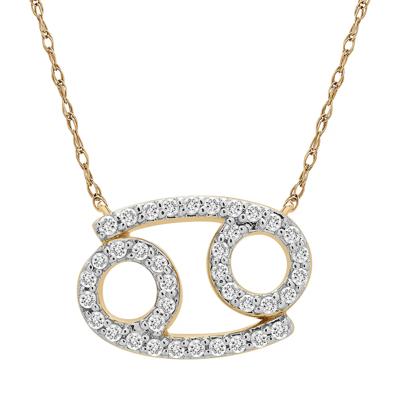Cancer Zodiac Necklace with Diamonds in 10K Yellow Gold (1/10 ct. tw.)