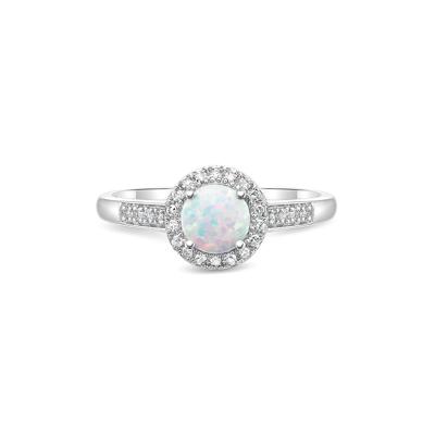 Lab Created Opal & 1/8 ct. tw. Diamond Ring in Sterling Silver