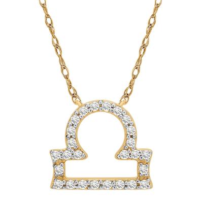 Libra Zodiac Necklace with Diamonds in 10K Yellow Gold (1/10 ct. tw.)