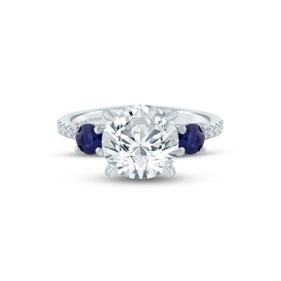 Lab Grown Diamond and Blue Sapphire Engagement Ring in 14K White and Yellow Gold (3 1/7 ct. tw.)