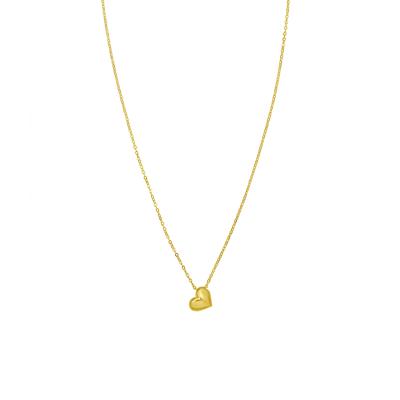 Mini Puffed Heart Pendant Necklace in 14K Yellow Gold