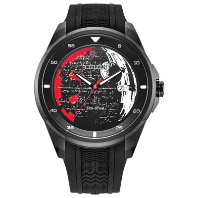 Men's Star Wars Death Star Vader's Shadow Watch in Black Silicone and Black Ion-Plated Stainless Steel, 45MM
