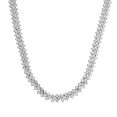 Lab Grown Diamond Pavé Curb Necklace in 14K White Gold (20 ct. tw.)