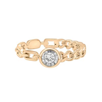 Diamond Curb Link Ring in Vermeil (1/10 ct. tw.)