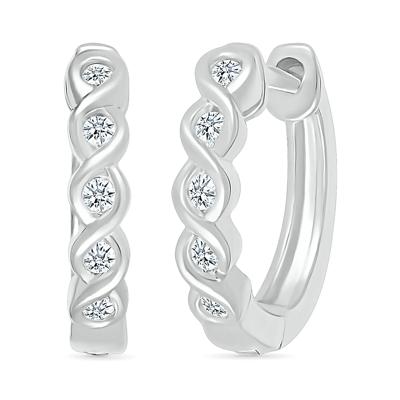 Diamond Twist Hoop Earrings in 10K White Gold (1/10 ct. tw.)