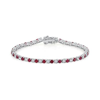 Lab Created Ruby & White Sapphire Bracelet in Sterling Silver