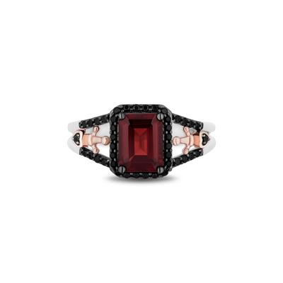 Evil Queen Garnet Dagger Ring in Sterling Silver and 10K Rose Gold (1/3 ct. tw.)