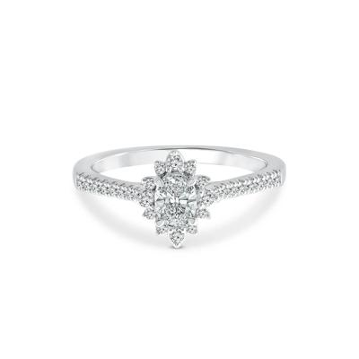 Oval Burst Halo Engagement Ring in 14K White Gold (1/2 ct. tw.)