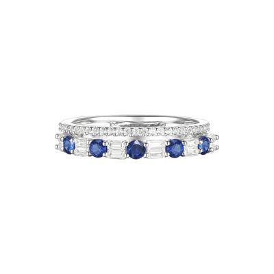 Blue Sapphire and Diamond Ring in 10K White Gold (1/3 ct. tw.)