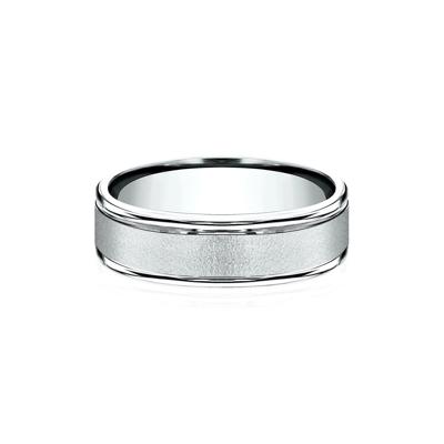 Men's Wirebrush Band in 10K White Gold, 6MM