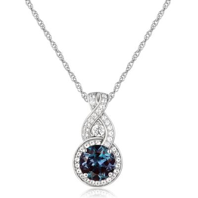 Lab Created Alexandrite & White Sapphire Pendant in Sterling Silver