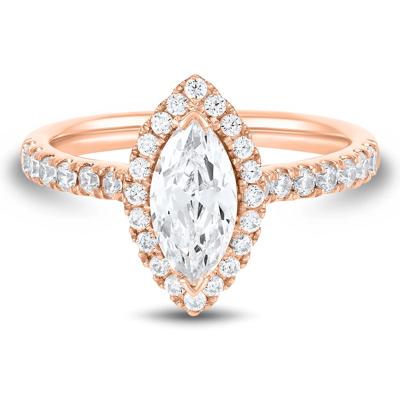 Lab Grown Diamond Marquise-Cut Engagement Ring in 14K Rose Gold (1 1/2 ct. tw.)