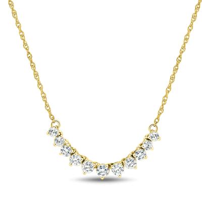 Lab Grown Diamond Graduated Smile Necklace in 14K Yellow Gold (1/2 ct. tw.)