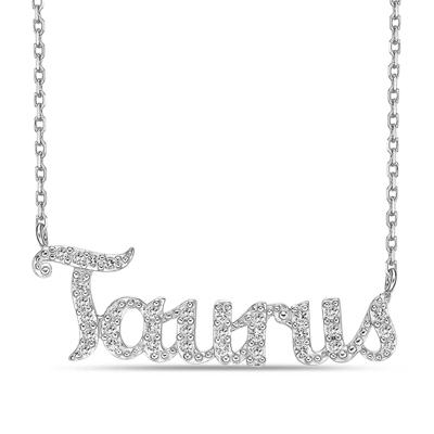 Taurus Lab Created White Sapphire Necklace in Sterling Silver