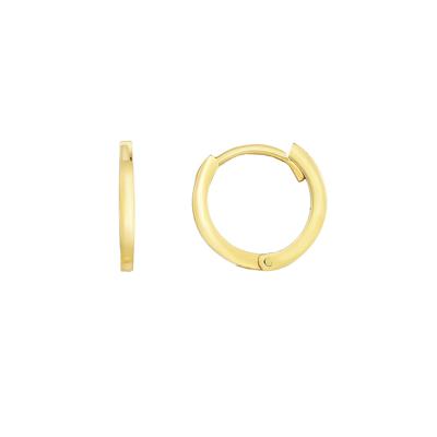 Huggie Hoop Earrings with Rounded Edges in 14K Yellow Gold