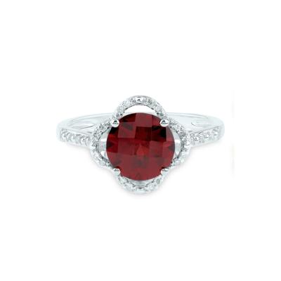 Checkerboard-Cut Garnet Ring in 10K White Gold (1/10 ct. tw.)
