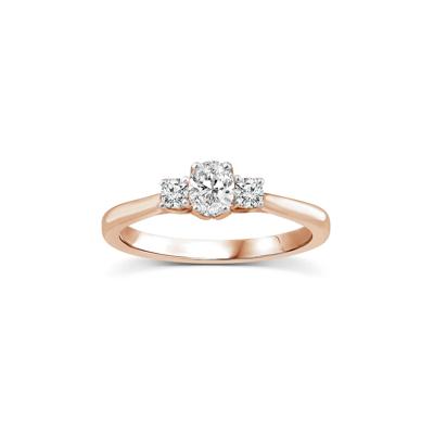 Diamond Oval Center Three-Stone Ring in 14K Rose Gold (1/2 ct. tw.)