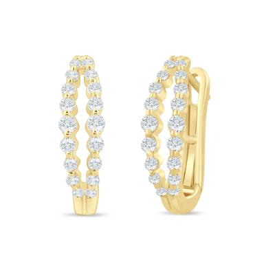 Lab Grown Diamond Double Row Hoop Earrings in 10K Yellow Gold (1/2 ct. tw.)