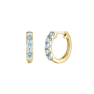 Aquamarine Hoop Earrings in 10K Yellow Gold