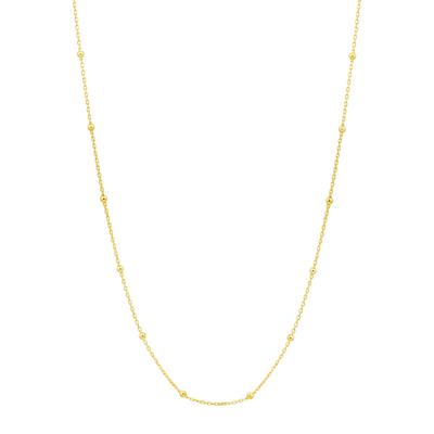 Beaded Station Necklace in 14K Yellow Gold, 17"