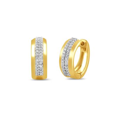 Diamond Two-Row Hoop Earrings in 10K Yellow Gold (1/7 ct. tw.)