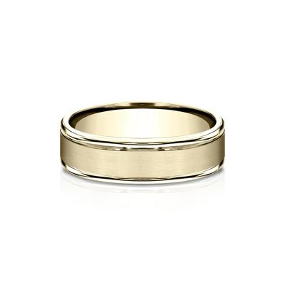 Men’s Satin Wedding Band in 14K Yellow Gold, 6MM