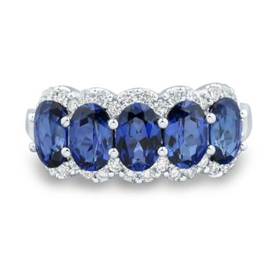 Lab-Created Blue Sapphire and Lab Grown Diamond Band in 10K White Gold (1/3 ct. tw.)