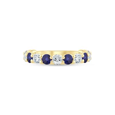 Lab Grown Diamond and Lab-Created Blue Sapphire Anniversary Band in 14K Yellow Gold (1 ct. tw.)