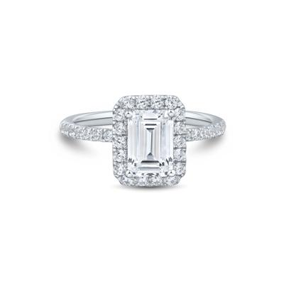 Lab Grown Diamond Emerald-Cut Halo Engagement Ring in 14K White Gold (2 ct. tw.)