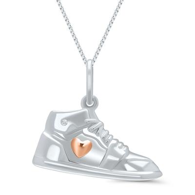 Diamond Sneaker Pendant in Sterling Silver